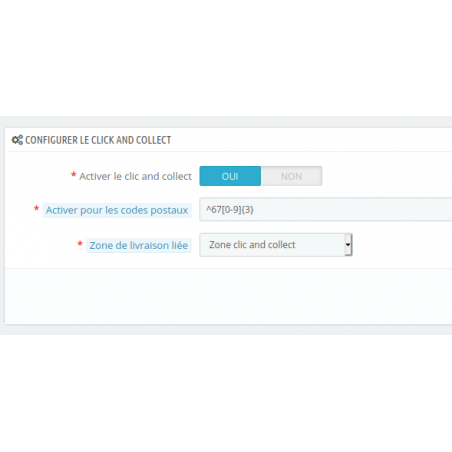 Configuration zone par code postal Configuration zone par code postal